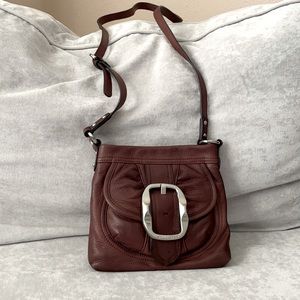 B Makowsky cross body brown leather bag with SHW